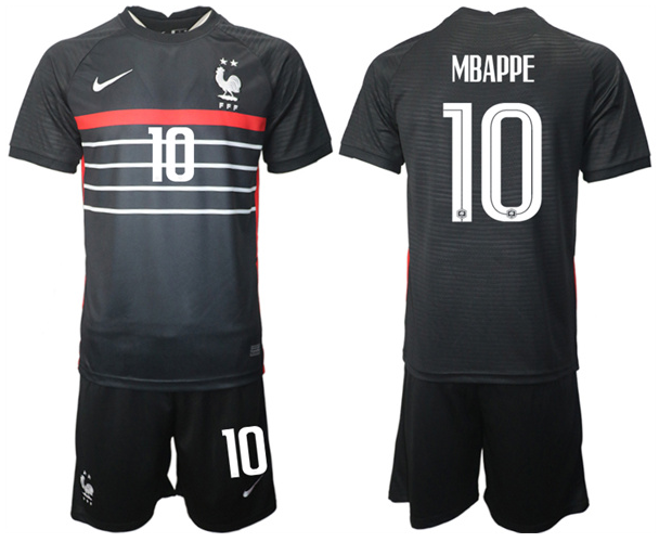 Youth France #10 Mbappe Black 2022 FIFA World Cup Home Soccer Jersey Suit